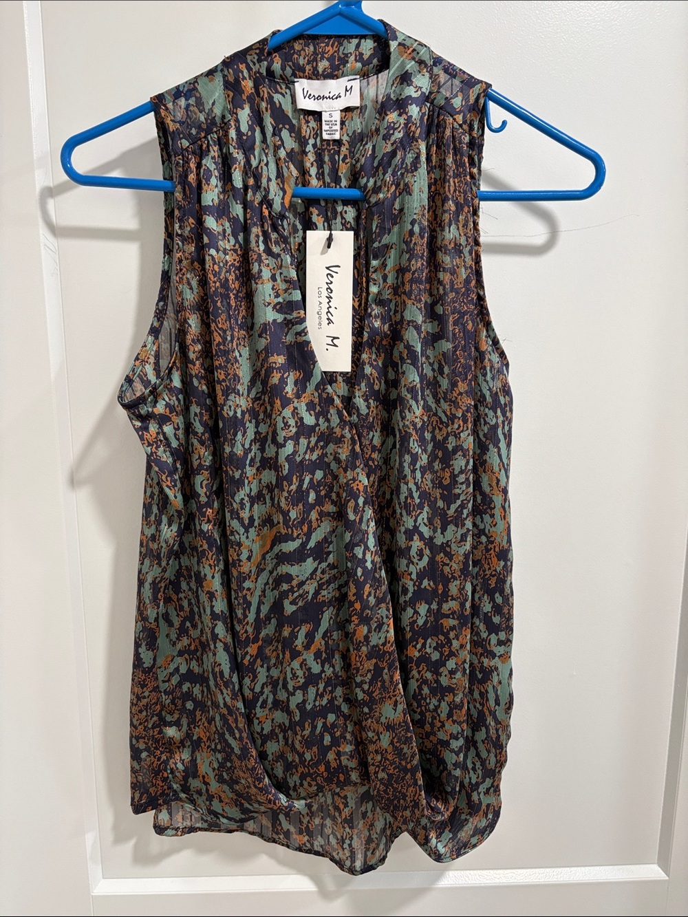 Veronica M Sleeveless Printed Camisole in Green and Brown